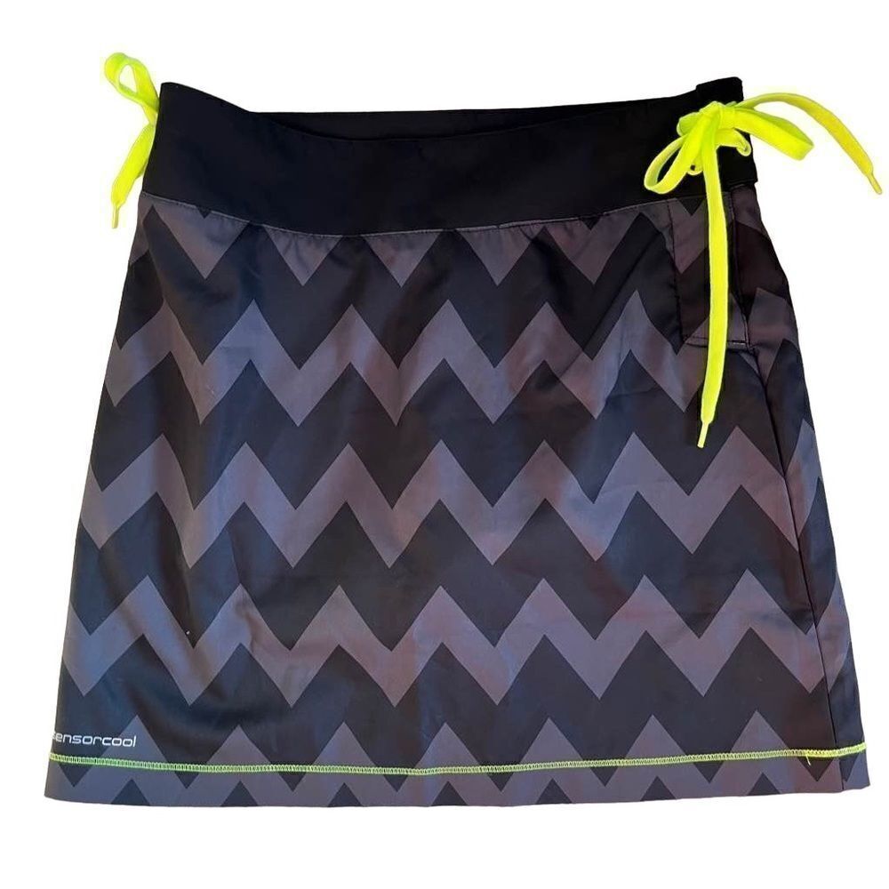 Ping Golf Skirt Skort Geometric Black & Gray pattern, Neon side tie sz S